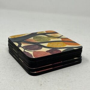 Pimpernel Coasters Set of 5 Cork Backed Autumn Tree Leaves Colorful T1903 4x4